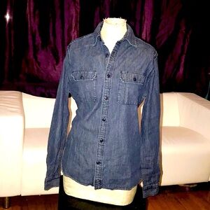 GAP Men's Casual Button Down Shirt - Dark Blue